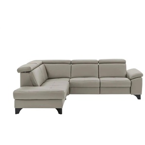 meinSofa Ecksofa Echtleder Linda ¦ grau ¦ Maße (cm): B: 261 H: 80 T: 209.0