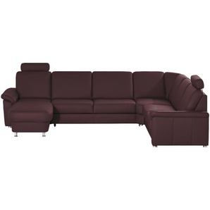 meinSofa Wohnlandschaft Leder Carolin ¦ lila/violett ¦ Maße (cm): B: 330 H: 91 T: 240.0