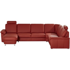 meinSofa Wohnlandschaft Leder Carolin ¦ rot ¦ Maße (cm): B: 330 H: 91 T: 240.0