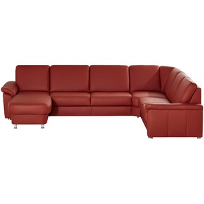 meinSofa Wohnlandschaft Leder Carolin ¦ rot ¦ Maße (cm): B: 330 H: 91 T: 240.0