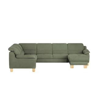 meinSofa Wohnlandschaft aus Mikrofaser Hanna ¦ grün ¦ Maße (cm): B: 322 H: 84 T: 264.0