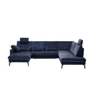 meinSofa Wohnlandschaft aus Mikrofaser Grace ¦ blau ¦ Maße (cm): B: 332 H: 89 T: 220