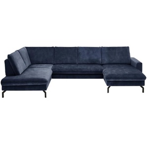 meinSofa Wohnlandschaft aus Mikrofaser Grace ¦ blau ¦ Maße (cm): B: 337 H: 89 T: 220.0