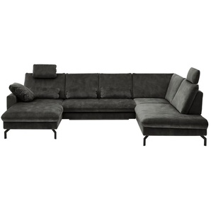 meinSofa Wohnlandschaft aus Mikrofaser Grace ¦ grau ¦ Maße (cm): B: 332 H: 89 T: 220.0
