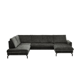 meinSofa Wohnlandschaft aus Mikrofaser Grace ¦ grau ¦ Maße (cm): B: 337 H: 89 T: 220.0