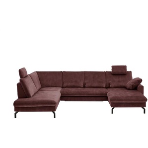 meinSofa Wohnlandschaft aus Mikrofaser Grace ¦ rot ¦ Maße (cm): B: 332 H: 89 T: 220.0