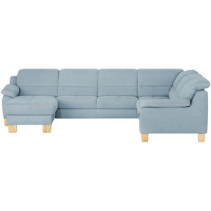 meinSofa Wohnlandschaft aus Mikrofaser Hanna ¦ blau ¦ Maße (cm): B: 322 H: 84 T: 264.0