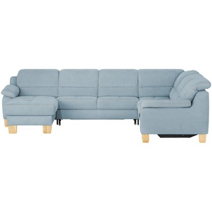 meinSofa Wohnlandschaft aus Mikrofaser Hanna ¦ blau ¦ Maße (cm): B: 322 H: 84 T: 264.0