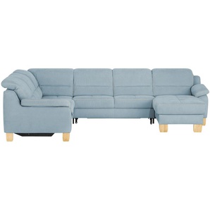 meinSofa Wohnlandschaft aus Mikrofaser Hanna ¦ blau ¦ Maße (cm): B: 322 H: 84 T: 264.0