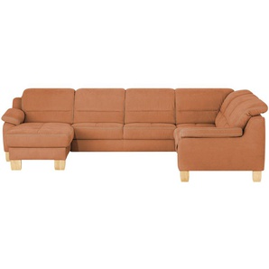 meinSofa Wohnlandschaft aus Mikrofaser Hanna ¦ orange ¦ Maße (cm): B: 322 H: 84 T: 264.0