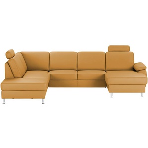 meinSofa Wohnlandschaft mit Sitz- und Rückenbezug aus Leder Kathi ¦ orange ¦ Maße (cm): B: 314 H: 86 T: 235.0