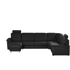 meinSofa Wohnlandschaft Leder Carolin ¦ schwarz ¦ Maße (cm): B: 330 H: 91 T: 240.0