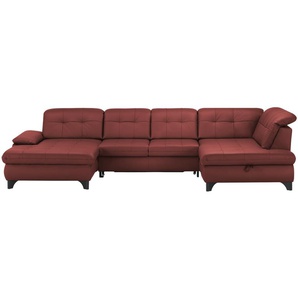 Lounge Collection Wohnlandschaft Leder  Jona ¦ rot ¦ Maße (cm): B: 368 H: 100 T: 194.0