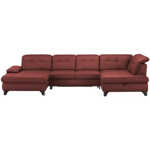 Lounge Collection Wohnlandschaft Leder  Jona ¦ rot ¦ Maße (cm): B: 368 H: 100 T: 194