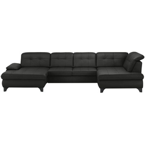 Lounge Collection Wohnlandschaft Leder  Jona ¦ schwarz ¦ Maße (cm): B: 368 H: 100 T: 194.0