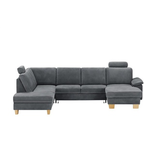 meinSofa Wohnlandschaft Leder Samu ¦ grau ¦ Maße (cm): B: 316 H: 90 T: 235.0