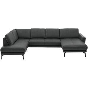 meinSofa Wohnlandschaft aus Mikrofaser Mike ¦ schwarz ¦ Maße (cm): B: 327 H: 86 T: 180.0