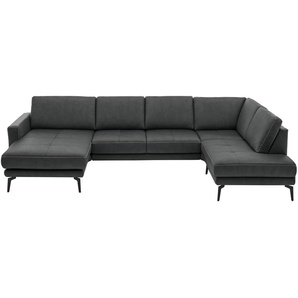 meinSofa Wohnlandschaft aus Mikrofaser Mike ¦ schwarz ¦ Maße (cm): B: 327 H: 86 T: 180.0