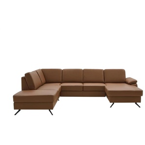 meinSofa Wohnlandschaft mit Sitz- und Rückenbezug aus Leder Kathi ¦ braun ¦ Maße (cm): B: 309 H: 86 T: 235.0