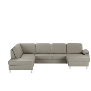 meinSofa Wohnlandschaft mit Sitz- und Rückenbezug aus Leder Kathi ¦ grau ¦ Maße (cm): B: 309 H: 86 T: 235.0