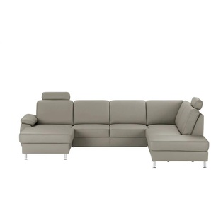 meinSofa Wohnlandschaft mit Sitz- und Rückenbezug aus Leder Kathi ¦ grau ¦ Maße (cm): B: 314 H: 86 T: 235.0