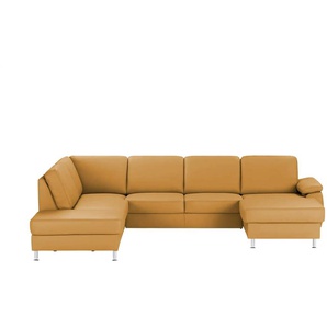 meinSofa Wohnlandschaft mit Sitz- und Rückenbezug aus Leder Kathi ¦ orange ¦ Maße (cm): B: 309 H: 86 T: 235.0
