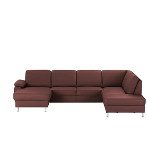 meinSofa Wohnlandschaft mit Sitz- und Rückenbezug aus Leder Kathi ¦ rot ¦ Maße (cm): B: 309 H: 86 T: 235.0