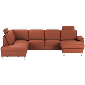 meinSofa Wohnlandschaft mit Sitz- und Rückenbezug aus Leder Kathi ¦ rot ¦ Maße (cm): B: 314 H: 86 T: 235.0