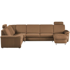 meinSofa Wohnlandschaft Mikrofaser Rita ¦ braun ¦ Maße (cm): B: 330 H: 91 T: 240.0