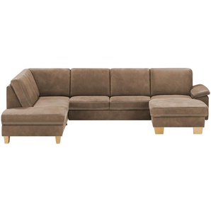 meinSofa Wohnlandschaft Leder Samu ¦ braun ¦ Maße (cm): B: 316 H: 90 T: 235.0