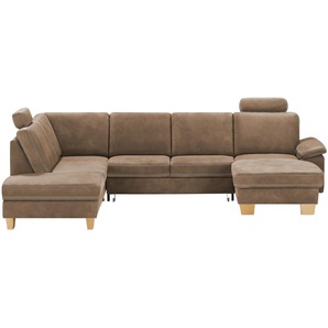 meinSofa Wohnlandschaft Leder Samu ¦ braun ¦ Maße (cm): B: 316 H: 90 T: 235