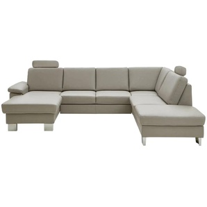 meinSofa Wohnlandschaft mit Sitz- und Rückenbezug aus Echtleder Samu-L ¦ beige ¦ Maße (cm): B: 316 H: 90 T: 235.0