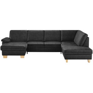 meinSofa Wohnlandschaft  Kunstleder Samu ¦ schwarz ¦ Maße (cm): B: 316 H: 90 T: 235.0