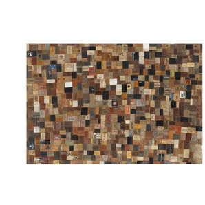 meinTeppich Lederteppich Labelstar - braun - Rindsleder / Kuhhaut - 120 cm | Möbel Kraft