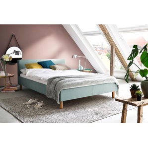 Polsterbett Lena 120 x 200cm Webstoff Blau/Eisblau