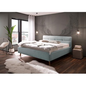 meise.möbel Polsterbett Lotte 160x200 cm Webstoff Eisblau mit Bettkästen/Lattenrost