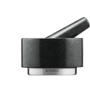Meisterkoch Mörser mit Stößel  OPTIMUS ¦ grau ¦ Granit,Edelstahl ¦ Maße (cm): H: 8  Ø: 14