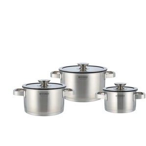Meisterkoch Topfset 3-teilig TRIBUS - silber - Edelstahl | Möbel Kraft