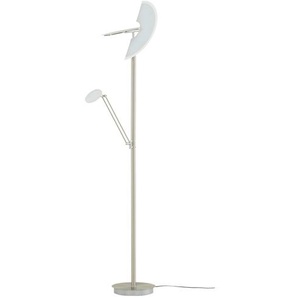 Meisterleuchten LED-Deckenfluter, 3-flammig, Nickel-matt/ chrom - silber - Materialmix - 175 cm - [40.0] | Möbel Kraft