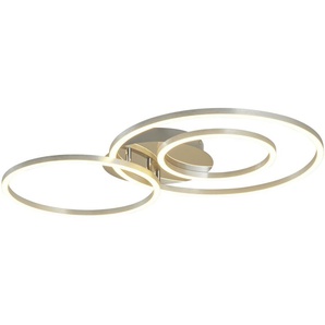 Meisterleuchten LED-Deckenleuchte Aluminium gebürstet 3-Kreise ¦ silber ¦ Maße (cm): B: 72,5 H: 8 T: 45.0