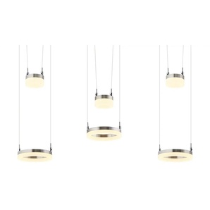 Meisterleuchten LED-Pendelleuchte 6-flammig nickel matt - silber - Materialmix - 82 cm - 150 cm - cm 15,0 | Möbel Kraft