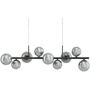 Meisterleuchten Pendelleuchte  9-flammig  schwarzchrom  Rauchglas   ¦ schwarz ¦ Maße (cm): B: 92 H: 150 T: 20.0