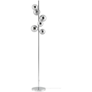 Meisterleuchten Stehleuchte  6-flammig  chrom  Rauchglas-Kugeln   ¦ silber ¦ Maße (cm): H: 156  Ø: 25
