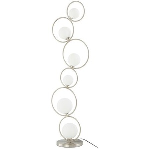 KHG Stehleuchte, 6-flammig, Nickel-matt mit Glaskugeln - silber - Materialmix - 40 cm - 132 cm - 25 cm | Möbel Kraft