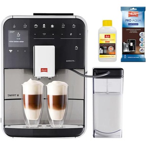 MELITTA Kaffeevollautomat Barista T Smart F 84/0-100, Edelstahl Kaffeevollautomaten Hochwertige Front aus Edelstahl, 4 Benutzerprofile & 18 Kaffeerezepte grau (schwarz, edelstahlfarben) Kaffeevollautomat