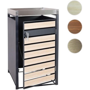 Mendler 1er Mülltonnenverkleidung mit Pflanzkasten HWC-J81, erweiterbar, 125x68x80cm Metall 31kg, anthrazit 101301