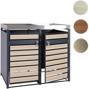 Mendler 2er Mülltonnenverkleidung mit Pflanzkasten HWC-J81, erweiterbar, 125x132x80cm Metall 47kg, anthrazit 101302+101303