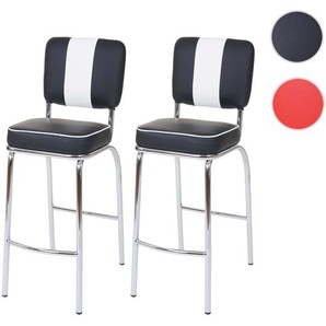 Mendler 2er-Set Barhocker Avellino, Barstuhl Tresenhocker, Retro 50er Jahre Design, Kunstleder MVG ~ Variant 55109