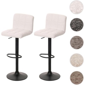 Mendler 2er-Set Barhocker HWC-G87, Tresenhocker Barstuhl, höhenverstellbar drehbar, Stoff Boucle (450g/m˛) M 108852