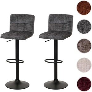 Mendler 2er-Set Barhocker HWC-G87, Tresenhocker Barstuhl, höhenverstellbar drehbar, Stoff Chenille (465g/m˛) 108848